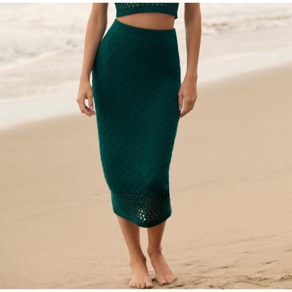 Anthropologie Peixoto Leni Knit Midi Skirt Size M Dark Turquoise - Picture 1 of 7